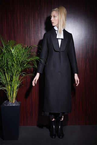 Royal Black Wool Coat