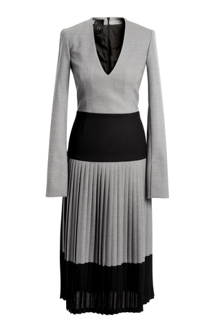 Gray Dress With Black Pleats