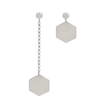 Hexagon Earrings Mixed Set Silver