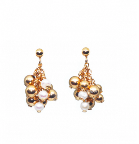 Gold Beaded Earrings MINI Grappe