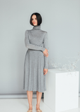 Merino Wool Pleated Midi Skirt