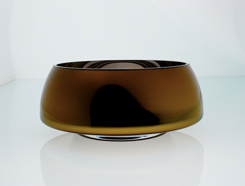 Deco Big Bowl Amber Outside And Mirror Inside