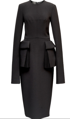 Classic Black Wool Dress With Front Pockets
