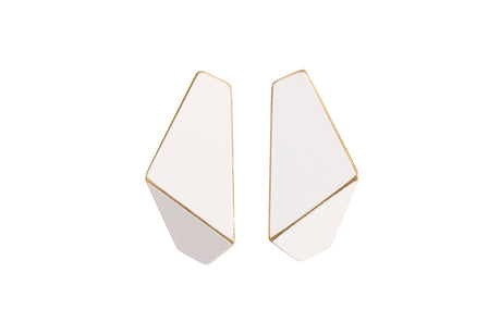 Folded Slim Earrings White