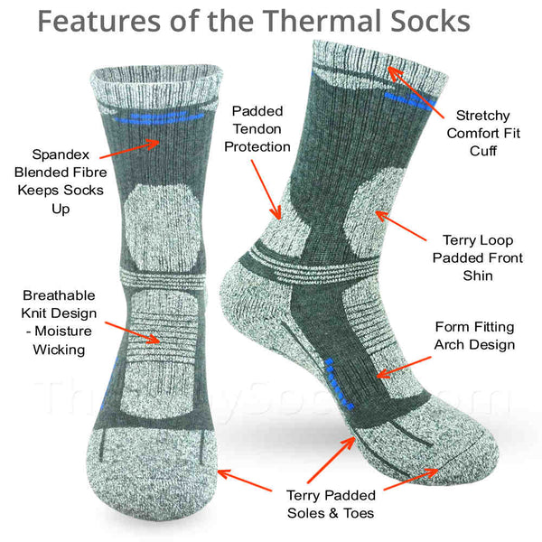 Winter Warm Thermal Crew Socks - Men | Blended Bamboo Cotton Spandex ...