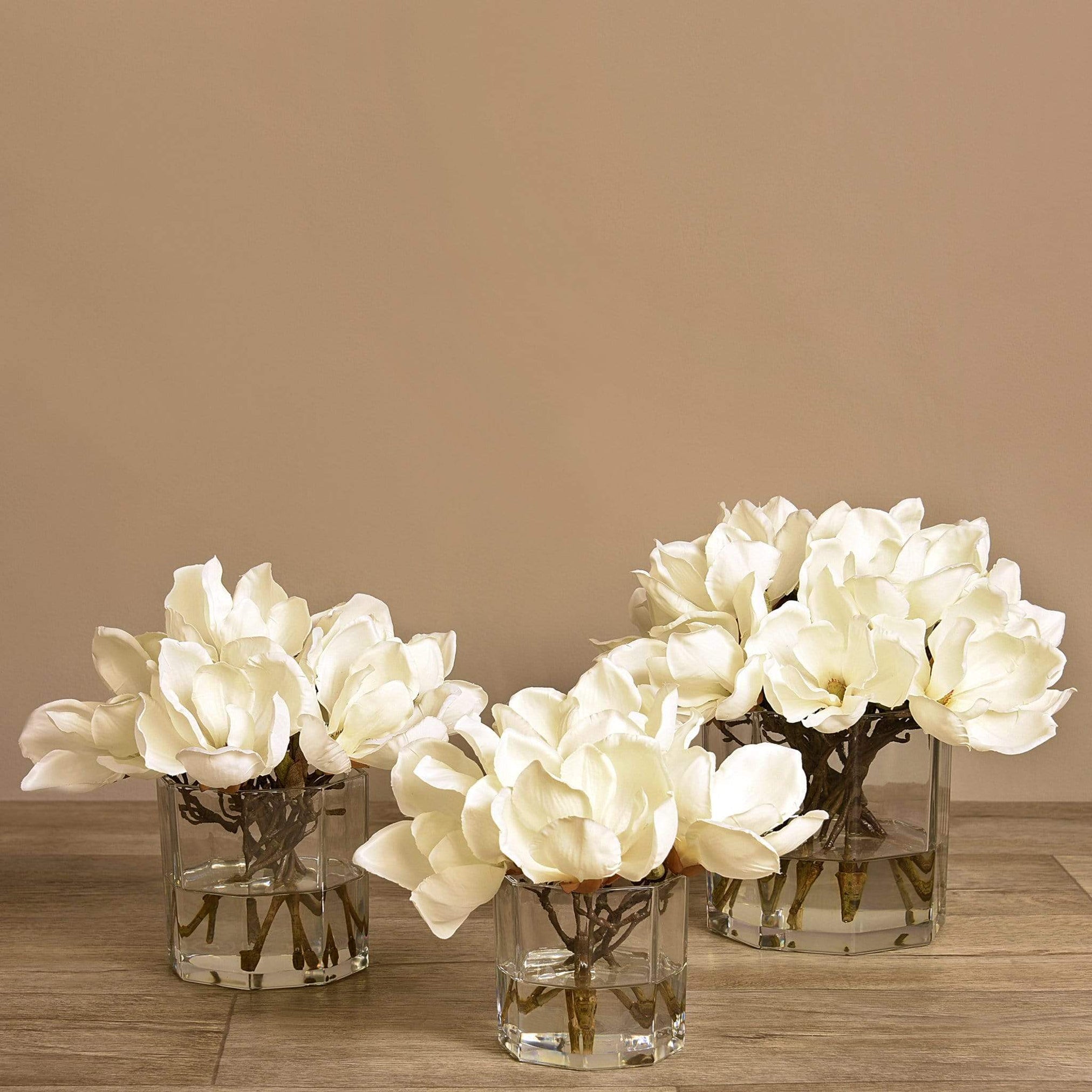 Artificial Magnolia in Glass Vase | Bloomr