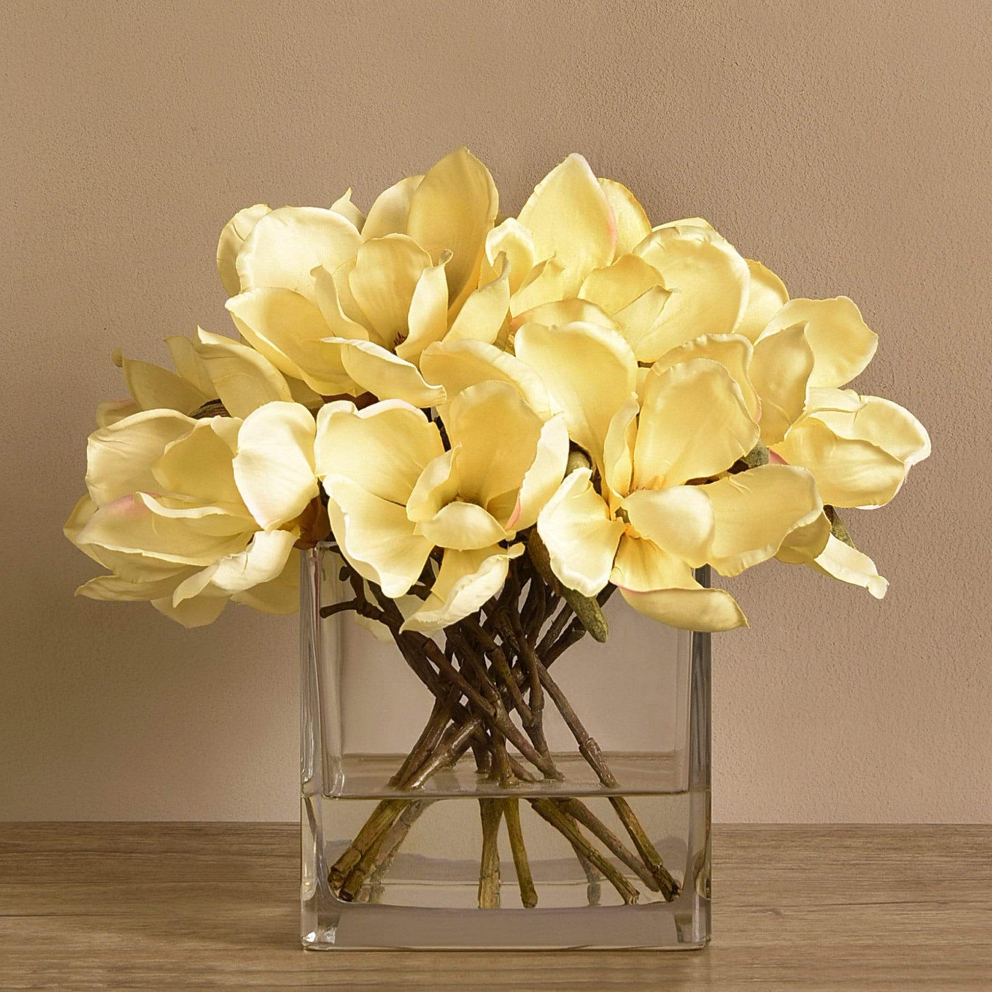 Artificial Magnolia in Glass Vase | Bloomr