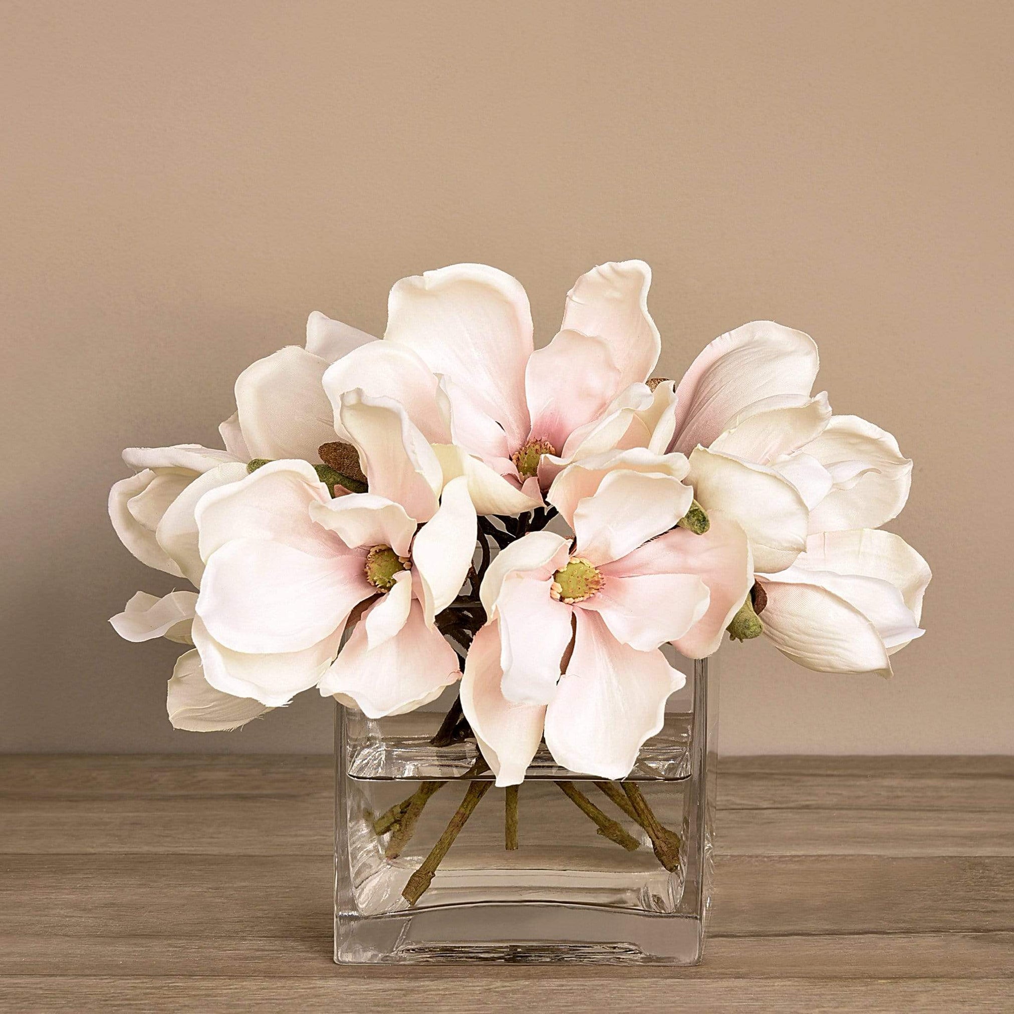 Artificial Magnolia in Glass Vase | Bloomr