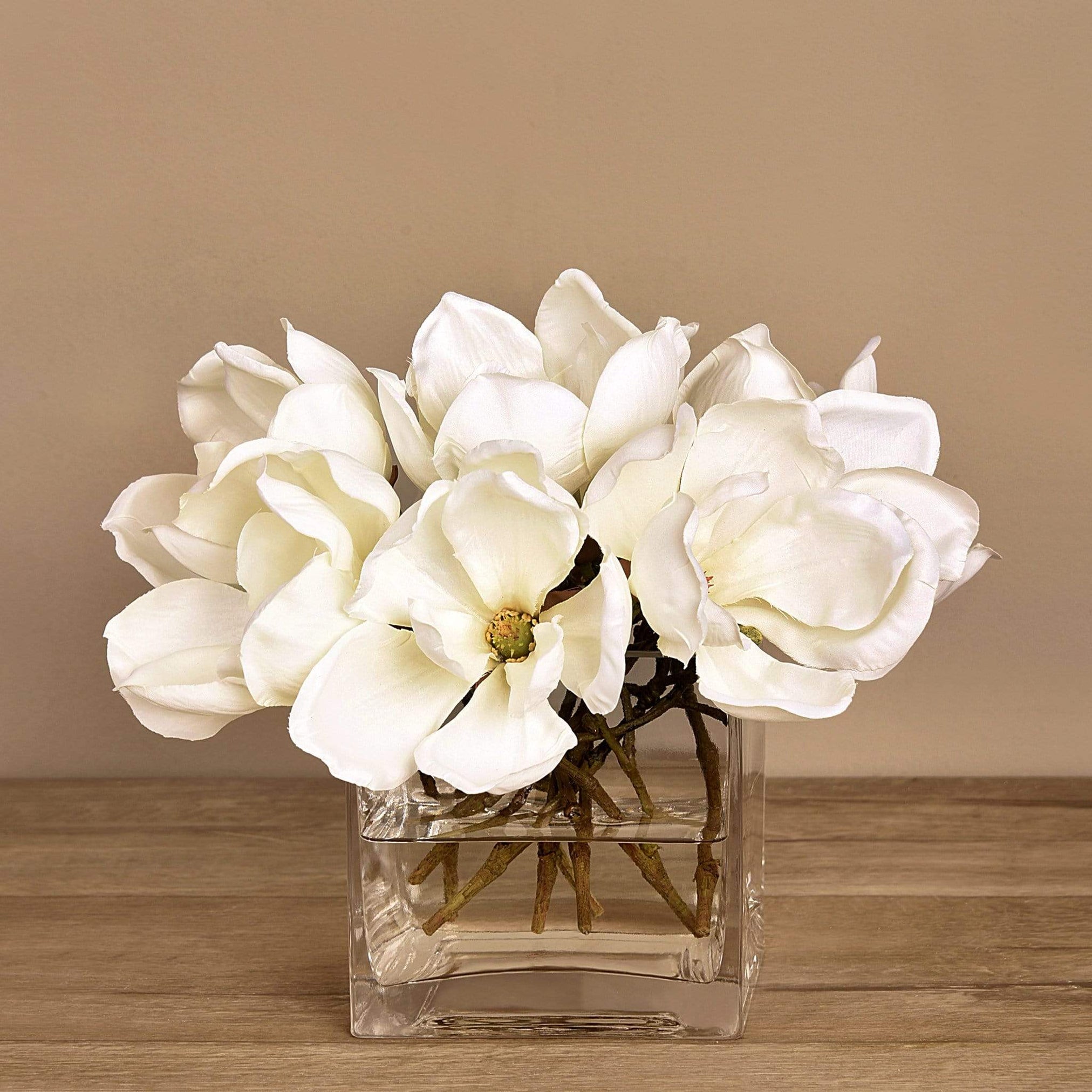 Artificial Magnolia in Glass Vase | Bloomr