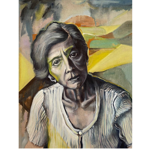 Jacqueline Macleod portrait of Louise Henderson fine art Railway St Gallery Auckland