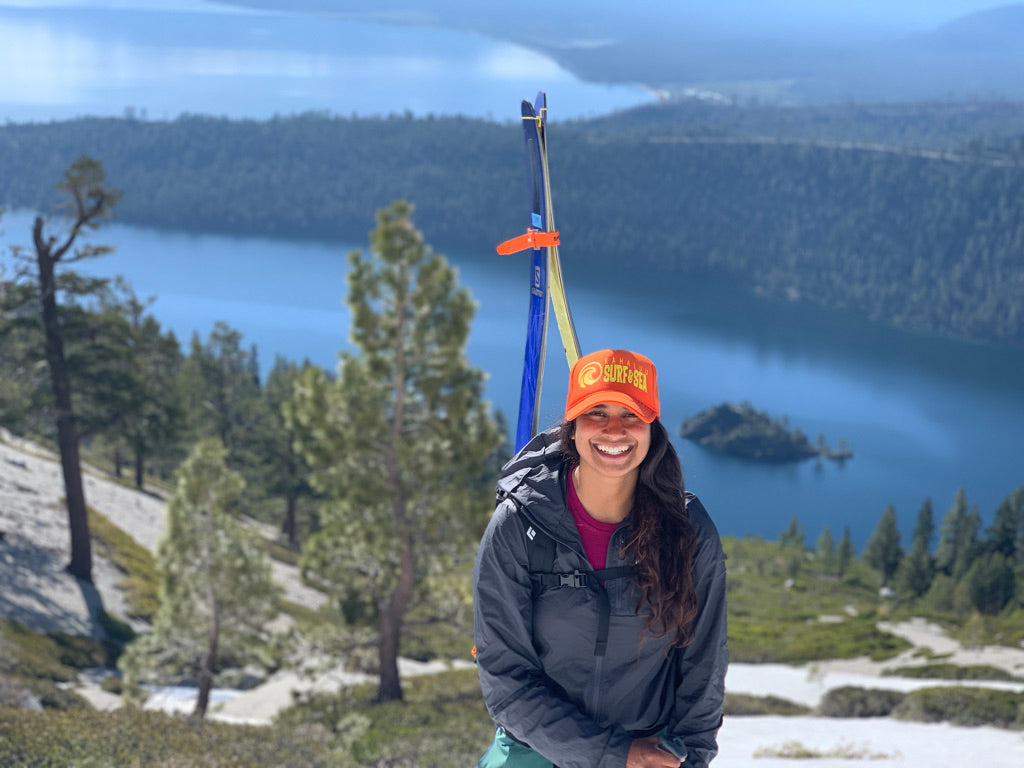 Niki at Lake Tahoe with Skis