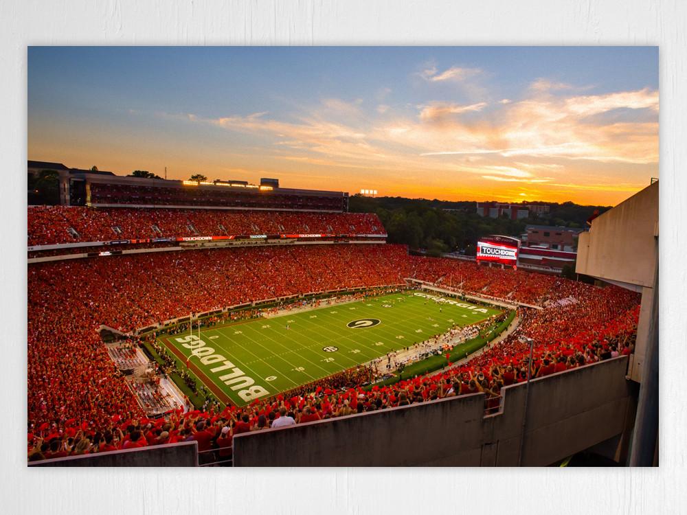 UGA Georgia Bulldogs Art: Sanford Stadium Redout Art Poster Print