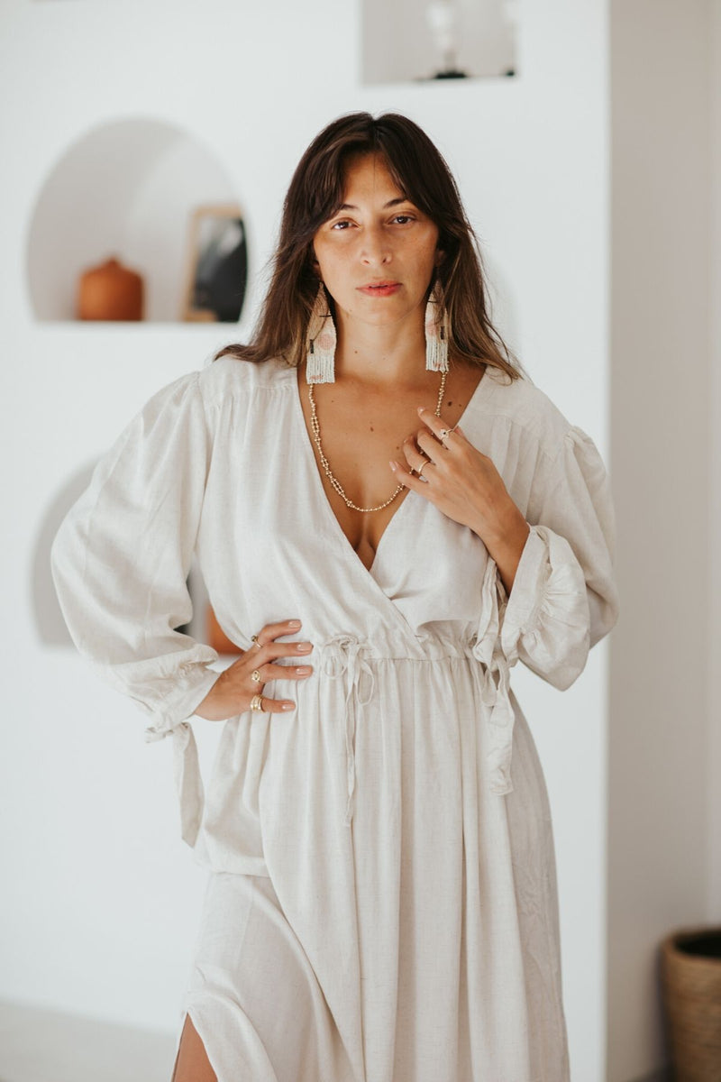 Valentina Dress (Linen/Rayon Blend, Natural) – Myrah Penaloza