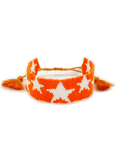 Star of the Show Beaded Adjustable Purse Strap in Orange and White