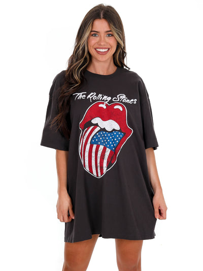 Daydreamer Grateful Dead Roses Oversized Os Tee in Washed Black