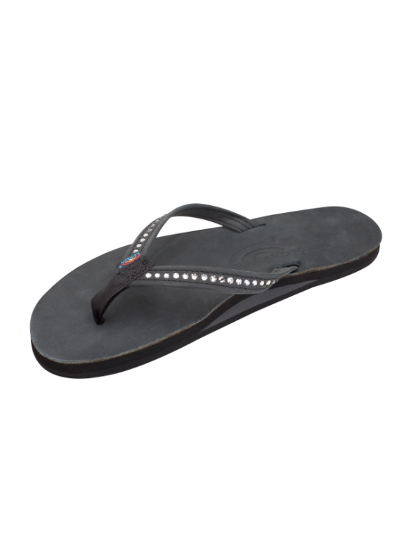 Crystal Collection Leather Sandal - Black
