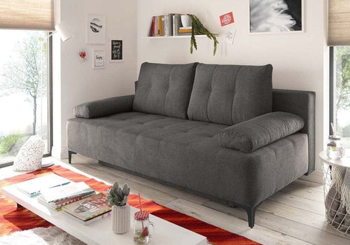 Canapea extensibilă cu ladă de depozitare si sezut confortabil din spuma HR, Candy Kaki, 200x100 cm | Dumonde.ro