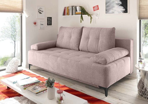 Canapea extensibilă cu ladă de depozitare si sezut confortabil din spuma HR, Candy Pink, 200x100 cm | Dumonde.ro