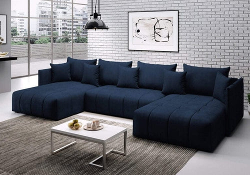 Colțar extensibil cu ladă de depozitare Malta U Blue 340x185 cm