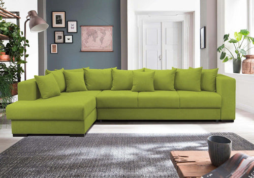 Colțar extensibil cu ladă de depozitare si sezut confortabil din spuma HR, Gloria Green Lux 320x183 cm | Dumonde.ro