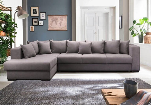 Colțar extensibil cu ladă de depozitare Gloria Antracit 325x195 cm | Dumonde Furniture & Deco Concept.