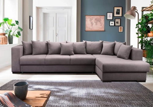 Colțar extensibil cu ladă de depozitare Gloria Antracit 325x195 cm | Dumonde Furniture & Deco Concept.