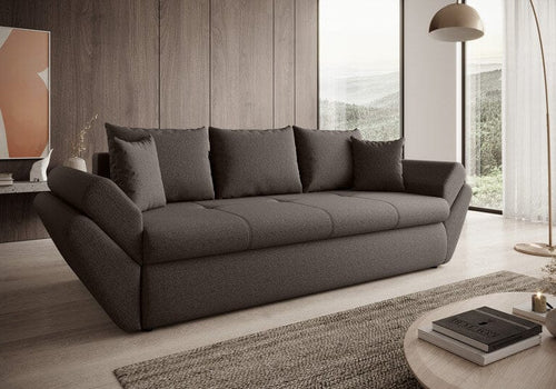 Canapea extensibilă cu ladă de depozitare si sezut confortabil din spuma HR, Loana Kaki 250x100 cm | Dumonde.ro