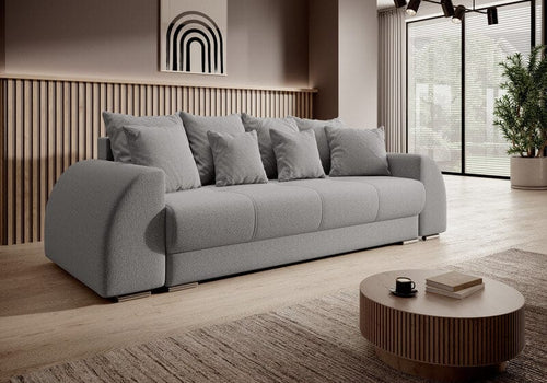 Canapea extensibilă cu ladă de depozitare si sezut confortabil din spuma HR, Verona New Grey 260x100 cm | Dumonde.ro