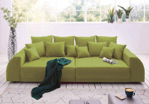 Canapea extensibilă cu 2 lăzi de depozitare si sezut confortabil din spuma HR, Big Sofa Verona Green Lux 310x100 cm | Dumonde.ro