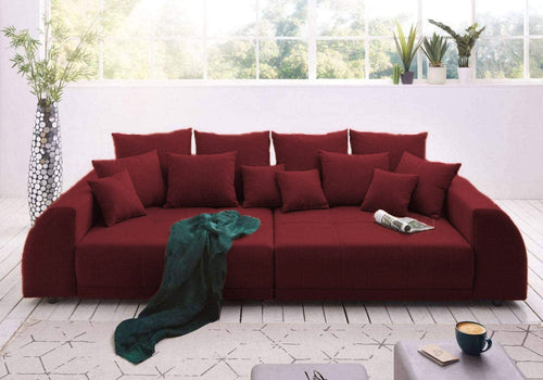 Canapea extensibilă cu 2 lăzi de depozitare si sezut confortabil din spuma HR, Big Sofa Verona Bordoux 310x100 cm | Dumonde.ro