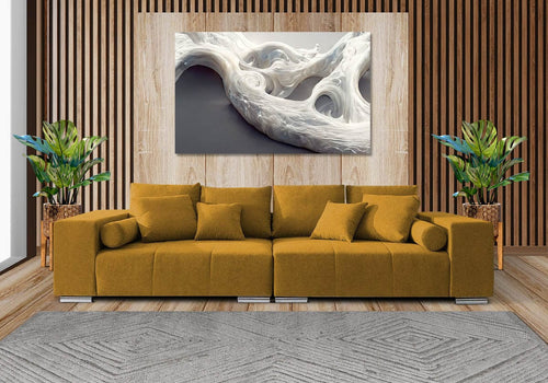 Canapea extensibilă cu ladă de depozitare Marbela Mustar XXL 290x110 cm | Dumonde Furniture & Deco Concept.