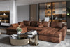 Colțar extensibil cu ladă de depozitare Loana U Brown 370x185 cm | Dumonde Furniture & Deco Concept.