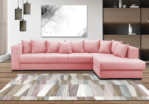 Colțar extensibil cu ladă de depozitare Gloria Pink 325x195 cm | Dumonde Furniture & Deco Concept.