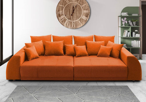Canapea extensibilă cu 2 lazi de depozitare Big Sofa Verona Orange 305x110 cm | Dumonde Furniture & Deco Concept.