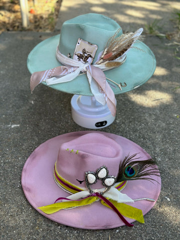 tuquoise and lavender custom made hats