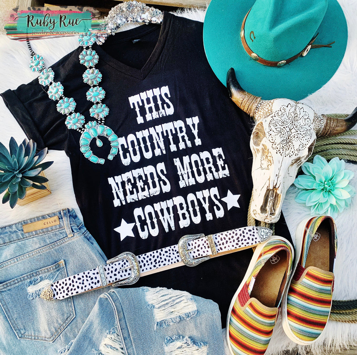 This Country Needs More Cowboys Tee – Ruby Rue Jewelry & Accessories
