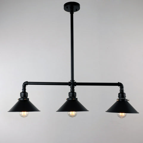 Unitary Brand Black Antique Rustic Metal Shade Hanging Ceiling