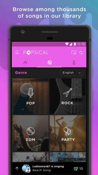 Browse songs on your Popsical App