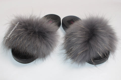 grey fur sliders