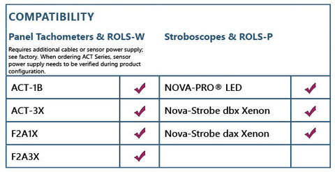 ROLS sensors are compatible with many Monarch panel tachometers and stroboscopes.