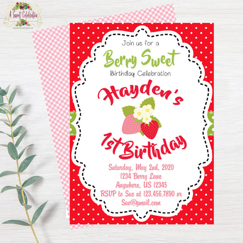 STRAWBERRY Birthday Party Thank You SIGN Strawberry Party Strawberry  Shortcake Party Berry Party Instant Download Strawberry Patch 