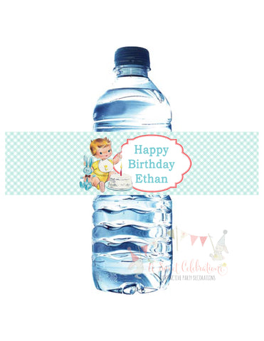 First Birthday Train Boy Birthday Personalized Water Bottle Labels 
