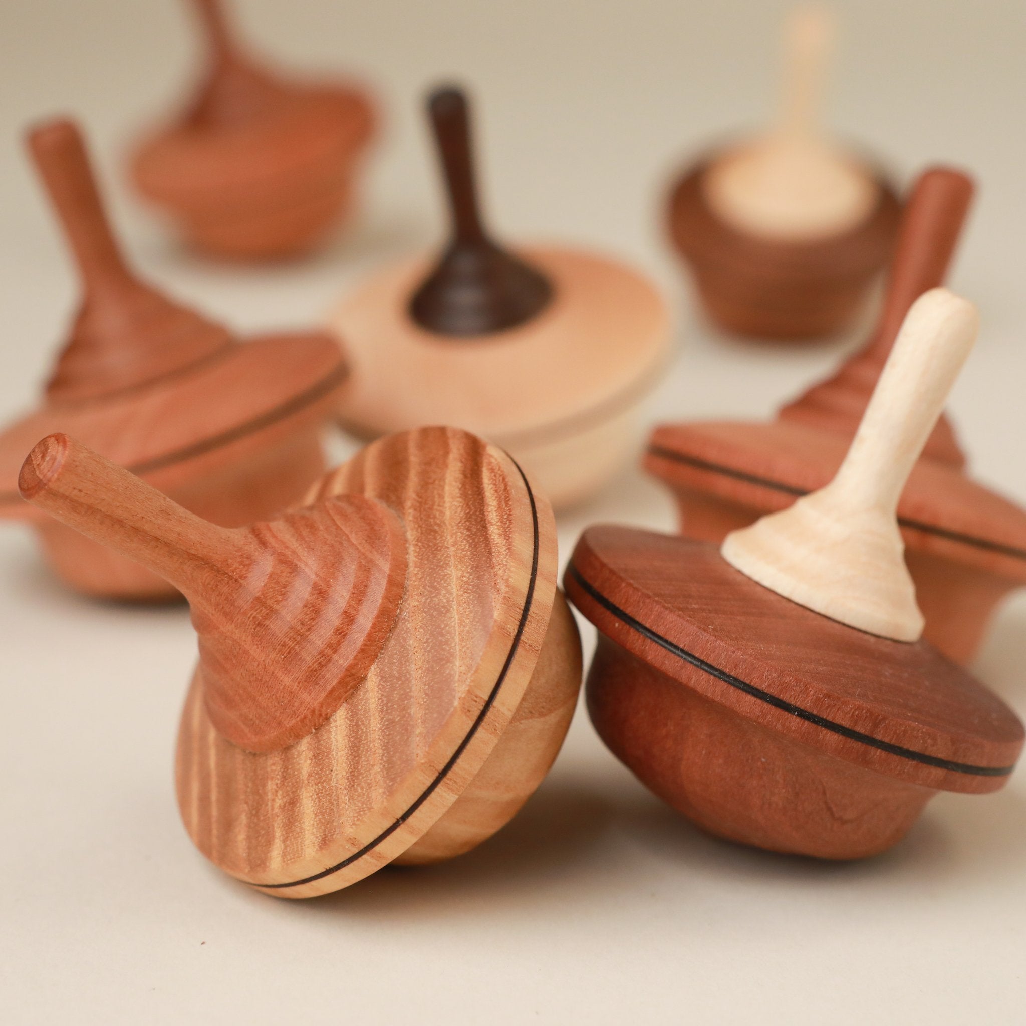 wooden spinning tops