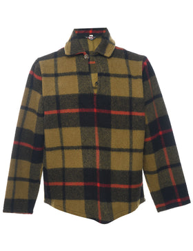 Woolrich Checked Dark Green & Red Flannel Shirt - M