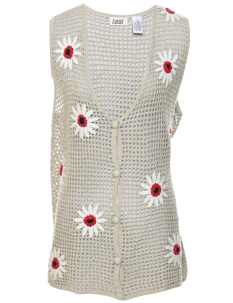 Image of Floral Knit Vest - M