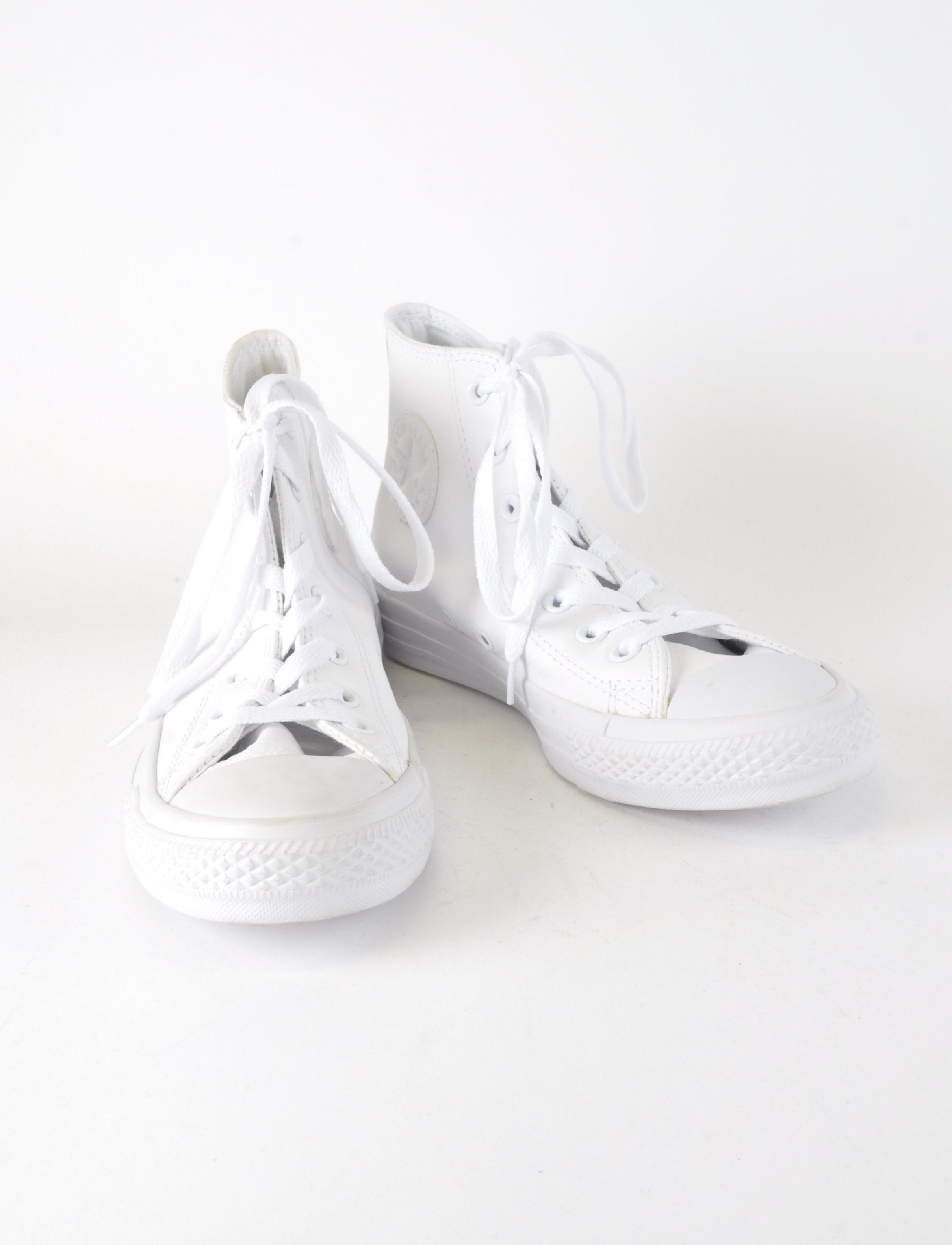 white leather high top converse