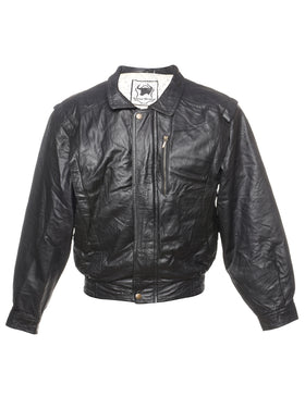 LaBombaVintage 1950s Mens Black Leather Jacket