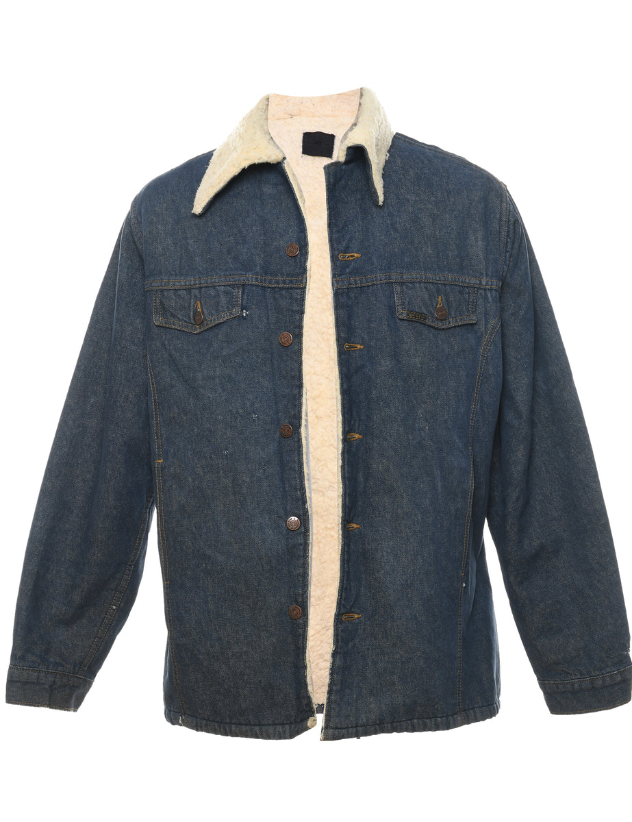 HCgsss Men's Warm Shearling Lined Long Sleeve Denim Trucker Jacket Tops -  Walmart.com