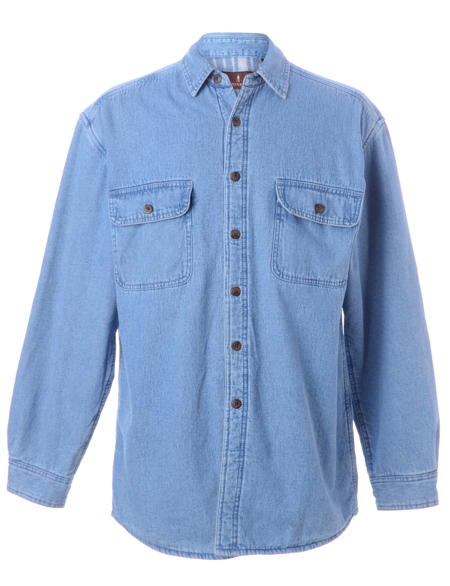 medium wash denim shirt