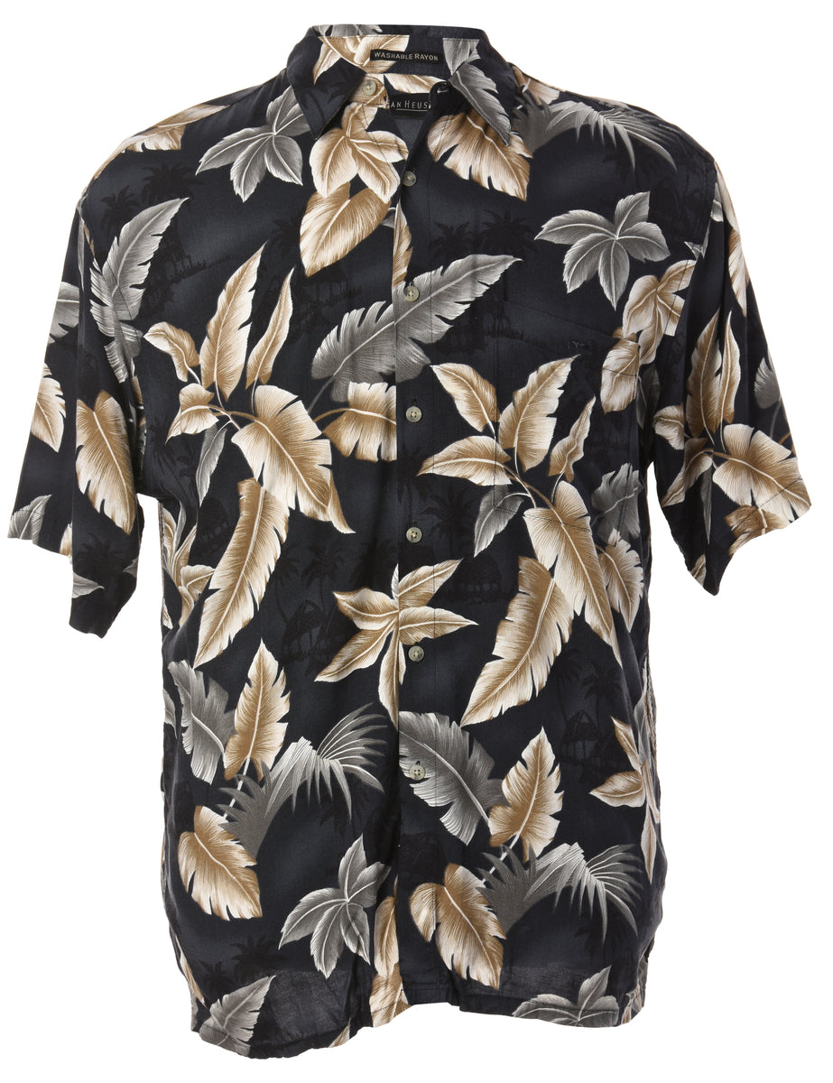 Men's Van Heusen Van Heusen Hawaiian Shirt Black, L | Beyond Retro ...